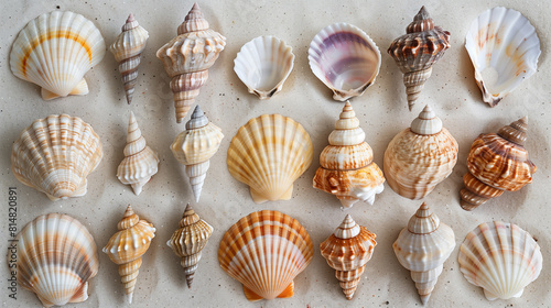 Assorted Seashells on Sandy Background