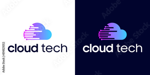 technology cloud logo design inspiration with a circuit theme