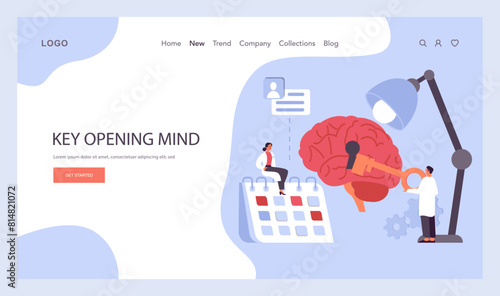 Psychotherapy web banner or landing page. Psychiatrist consulting
