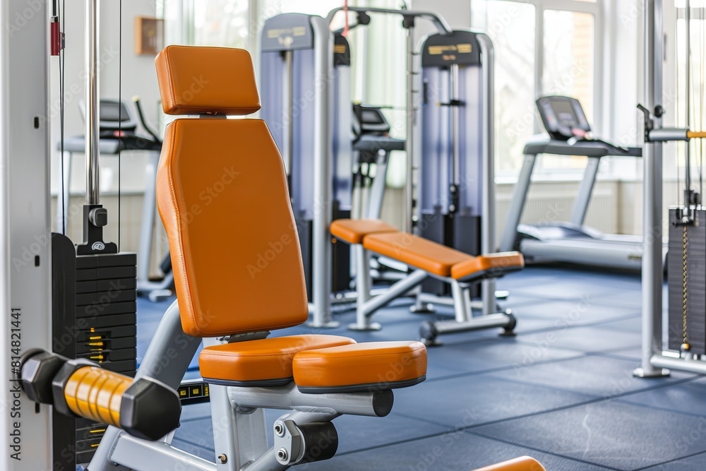 High-quality photo of modern gym equipment in a new indoor facility on a white background High-quality photo of modern gym equipment in a new indoor facility on a white background