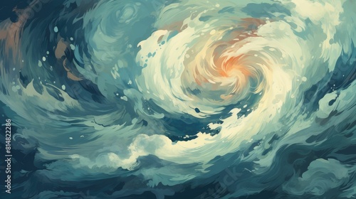 Sweeping Ocean Wave in Stylized Digital Art
