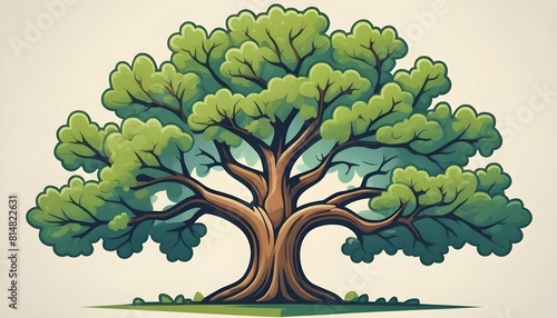 A stylized icon of an oak tree with sprawling bran upscaled_4 photo