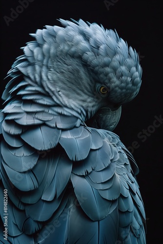 Blue Parrot Exotic Closeup Wildlife Animal Portrait with Vibrant Feathers