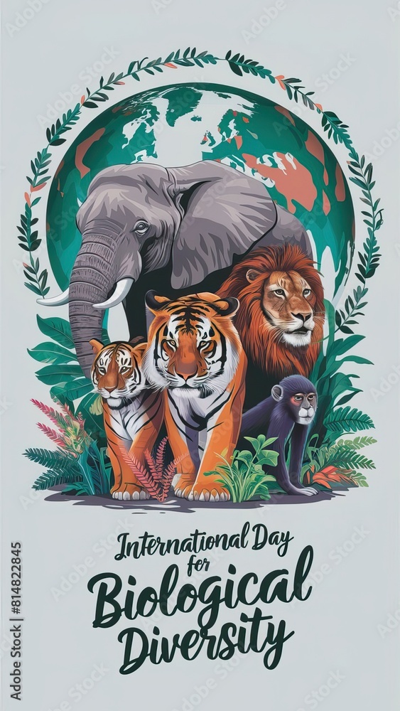 Obraz premium Biological Diversity, International Day for Biological Diversity, poster, post, International Day for Biological Diversity Banner, International Day for, illustration art. Saving our planet,