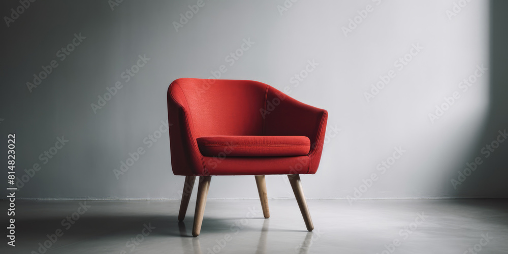 Obraz premium Red armchair in empty room with copy space for your text or image