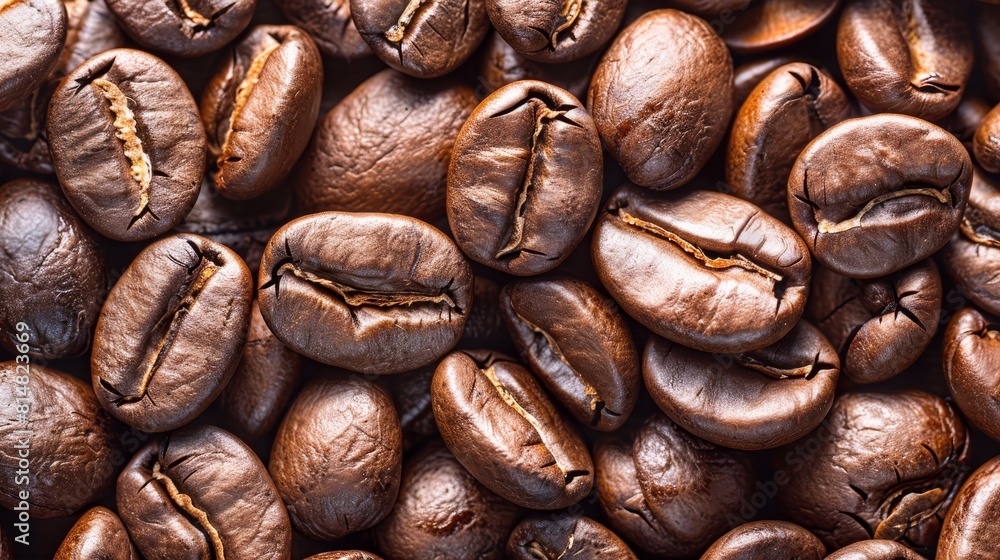 Fototapeta premium Fresh grounds awakening. a symphony of aromas with freshly ground coffee beans in a perfect blend