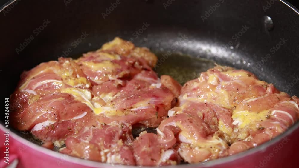 Succulent Chicken Frying in Hot Oil Chef's Technique Close Up Stock Video Succulent Chicken Frying in Hot Oil Chef's Technique Close Up Stock Video