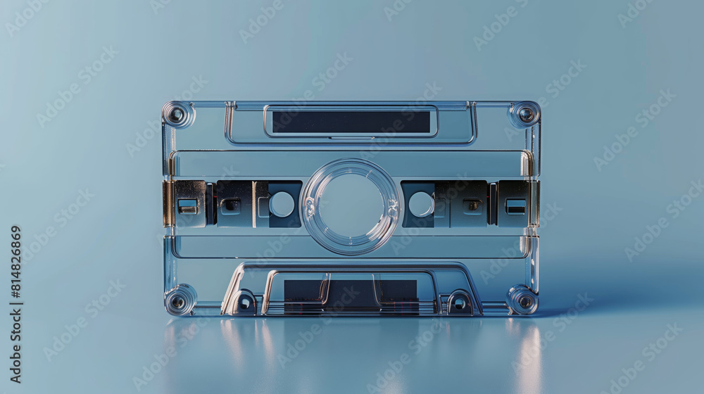 Obraz premium Clear cassette tape isolated on white background.