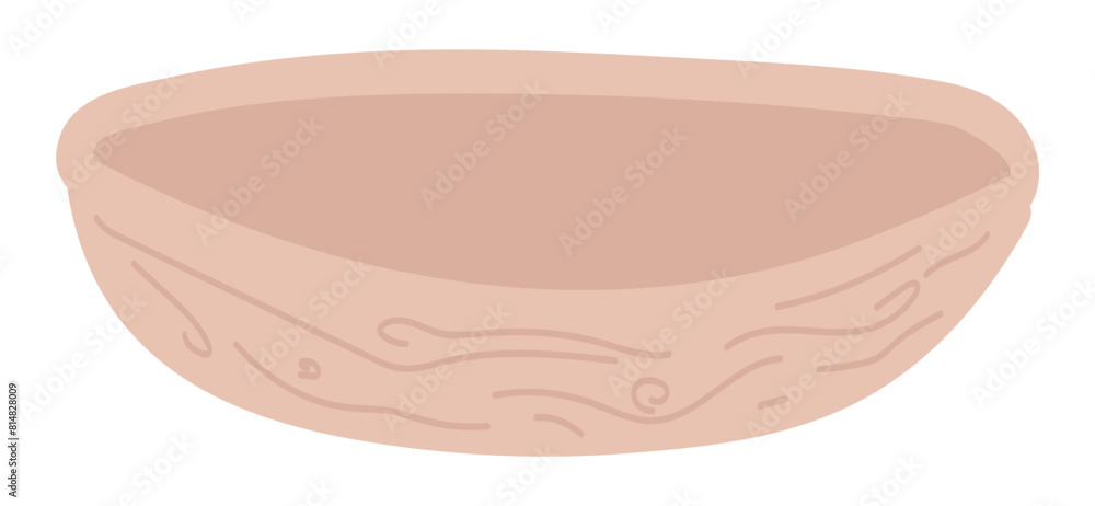 Wood kitchen bowl in flat design. Natural kitchenware, round dishware. Vector illustration isolated. Wood kitchen bowl in flat design. Natural kitchenware, round dishware. Vector illustration isolated.