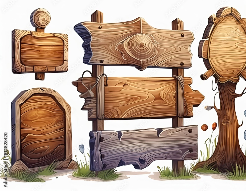 Naklejka premium wooden sign on a white background