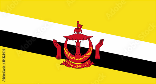 Brunei official flag vector with standard size and proportion. National flag emblem with accurate size and colors.