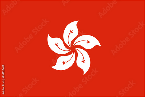 Hong Kong official flag vector with standard size and proportion. National flag emblem with accurate size and colors.