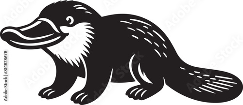 Duck Billed Platypus silhouette vector illustration.