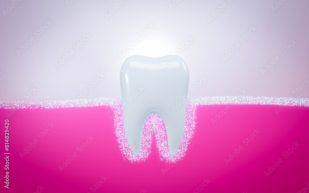 Dental model of clean tooth, 3D Rendering as a concept of dental examination of teeth, dental health and hygiene. on White Background Dental model of clean tooth, 3D Rendering as a concept of dental examination of teeth, dental health and hygiene. on White Background