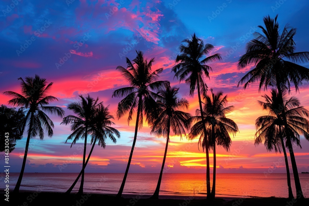 Beautiful Bright Sunset on a Tropical Paradise Beach Beautiful Bright Sunset on a Tropical Paradise Beach