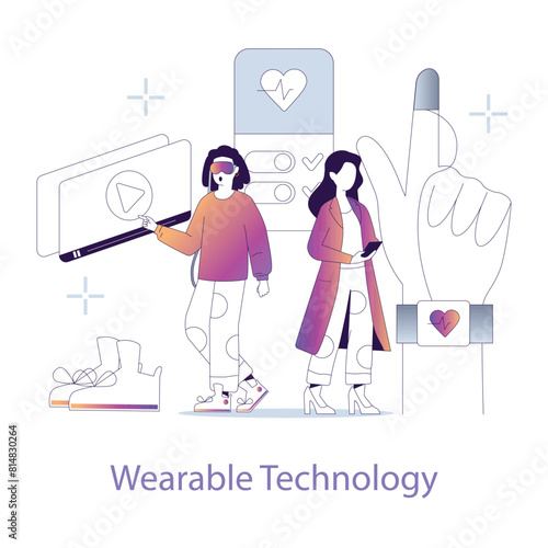 Wearable Technology concept. Flat vector illustration.