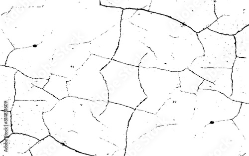 Vintage black and white drawing of a grunge crack in the old wall, broken texture of a dry land. Grunge effect, grunge texture, dry land crack effect, graphic texture