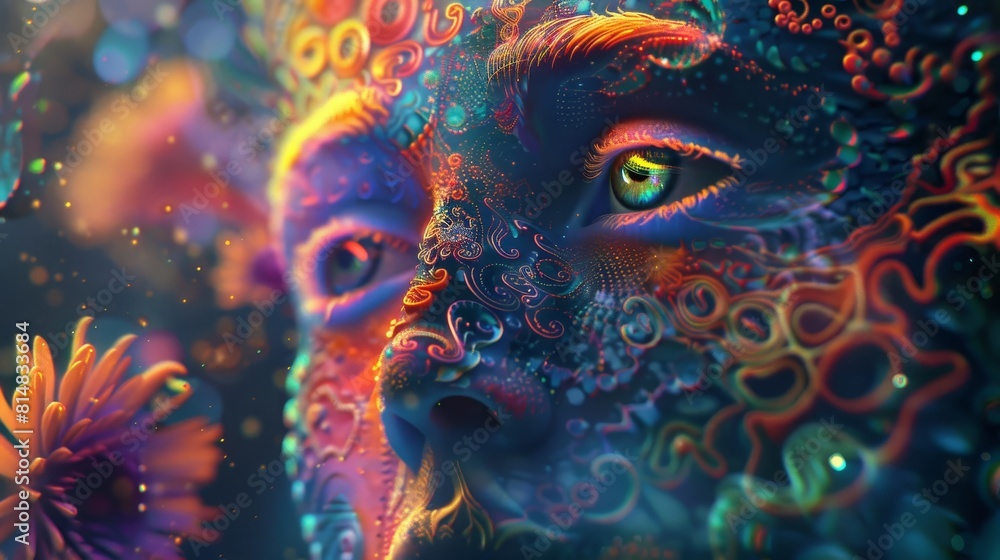 Psychedelic journey: kaleidoscopic patterns surreal imagery depths of consciousness Psychedelic journey: kaleidoscopic patterns surreal imagery depths of consciousness