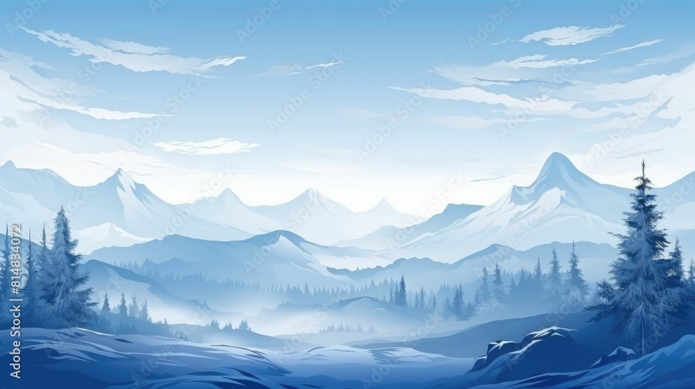 Wind flat design side view mountain theme 3D render Monochromatic Color Scheme Wind flat design side view mountain theme 3D render Monochromatic Color Scheme