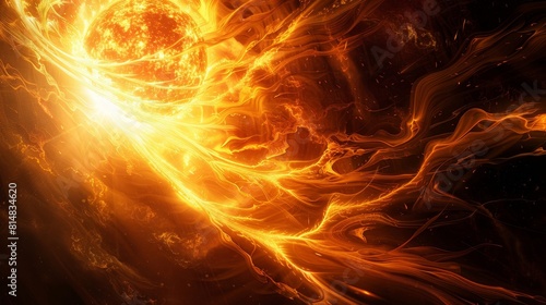 Tendrils of fiery plasma erupt from the sun in a celestial phenomenon