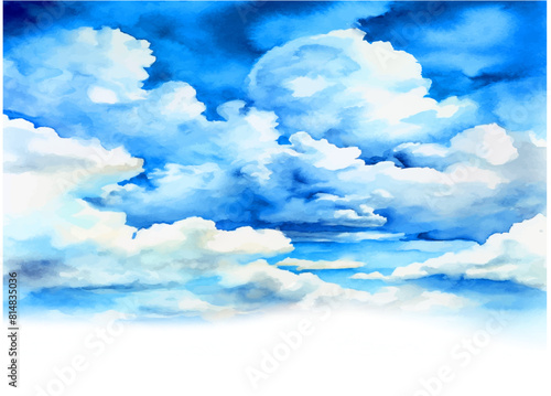 水彩で描いた夏の入道雲
