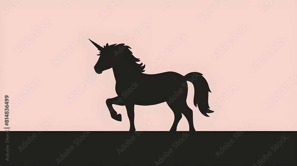 Naklejka premium Vector Graphic of Unicorn Silhouette on Plain Background