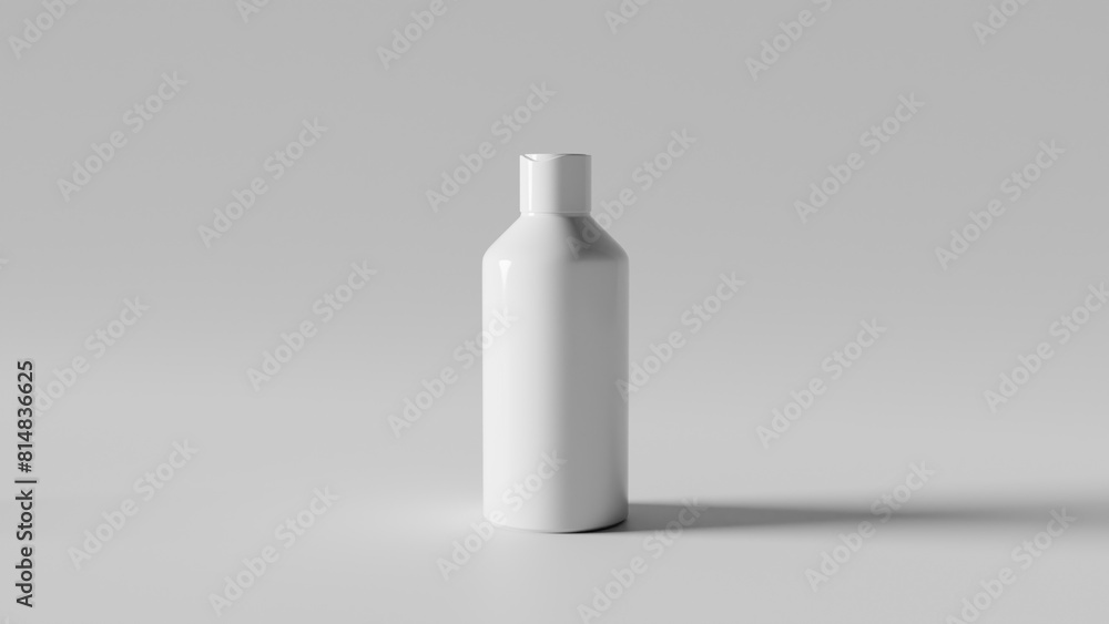 a white bottle with a white cap on a gray background a white bottle with a white cap on a gray background