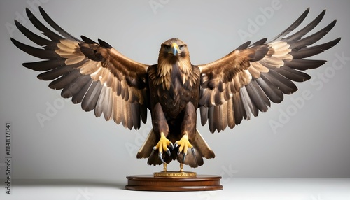 A regal icon of a golden eagle with outspread wing upscaled_4 photo