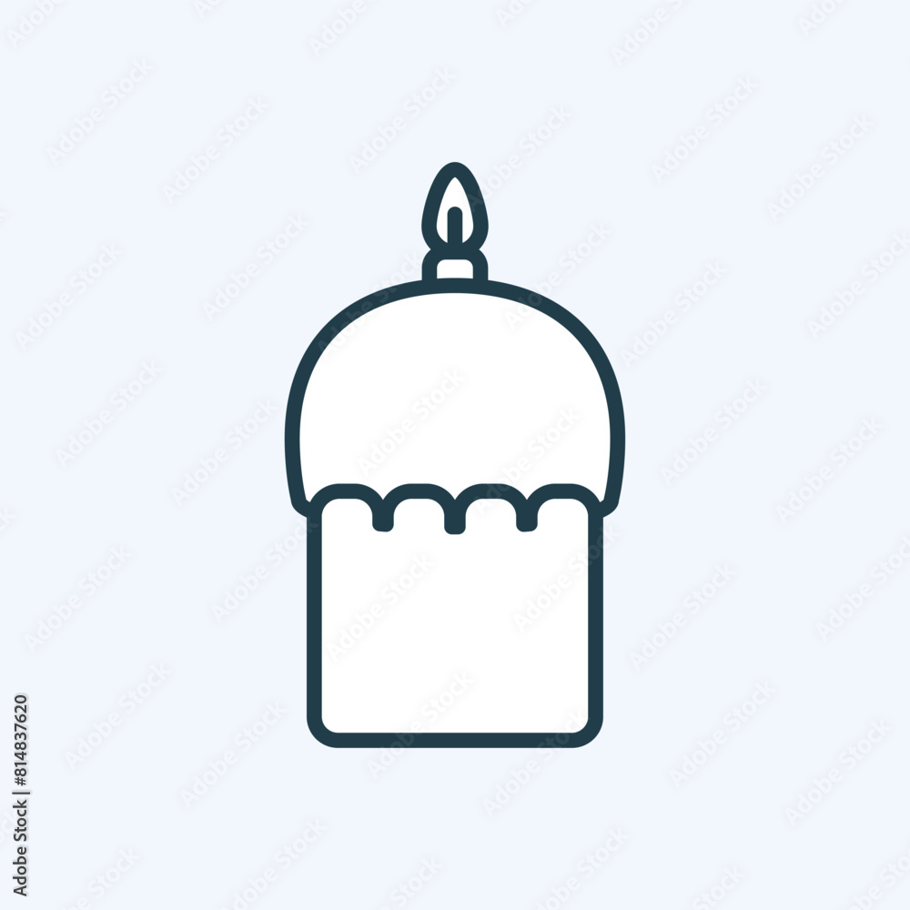 Panettone, Easter cake with candle and icing icon. Line pictogram of religious celebration symbol. Traditional sweet bread. Bakery, dessert concept. Editable stroke. Great for logo, web design, label Panettone, Easter cake with candle and icing icon. Line pictogram of religious celebration symbol. Traditional sweet bread. Bakery, dessert concept. Editable stroke. Great for logo, web design, label