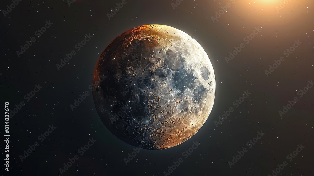 Obraz premium Lunar eclipse depicted with eerie glow and shadow