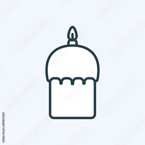 Panettone, Easter cake with candle and icing icon. Line pictogram of religious celebration symbol. Traditional sweet bread. Bakery, dessert concept. Editable stroke. Great for logo, web design, label