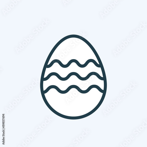 Minimalist Easter egg pictogram. Traditional food symbol decorated with waves. Geometric style. Web page, label, mobile app element. Isolated vector illustration