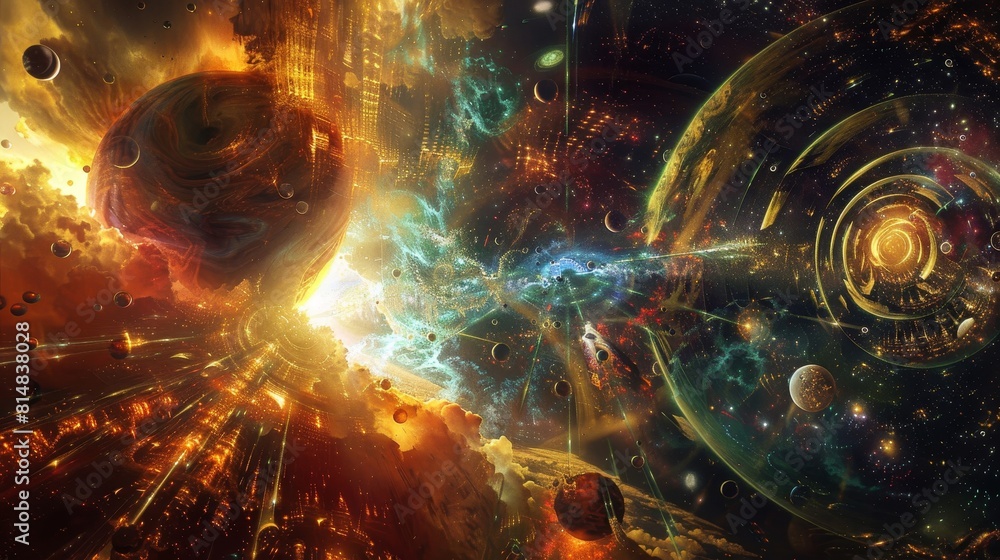 Blazing streaks of light in celestial event Blazing streaks of light in celestial event