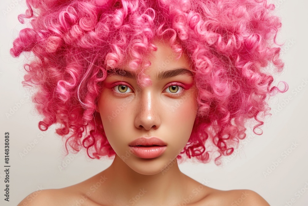 Expressive Pink Afro Hair Fashion on Youthful Model Expressive Pink Afro Hair Fashion on Youthful Model