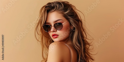 Fashionable Sunglasses Model in Neutral Tones