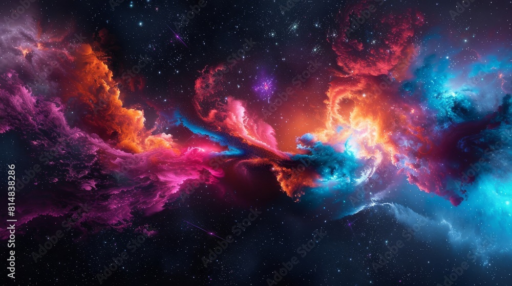 Vibrant neon colors resemble electrifying cosmic event Vibrant neon colors resemble electrifying cosmic event