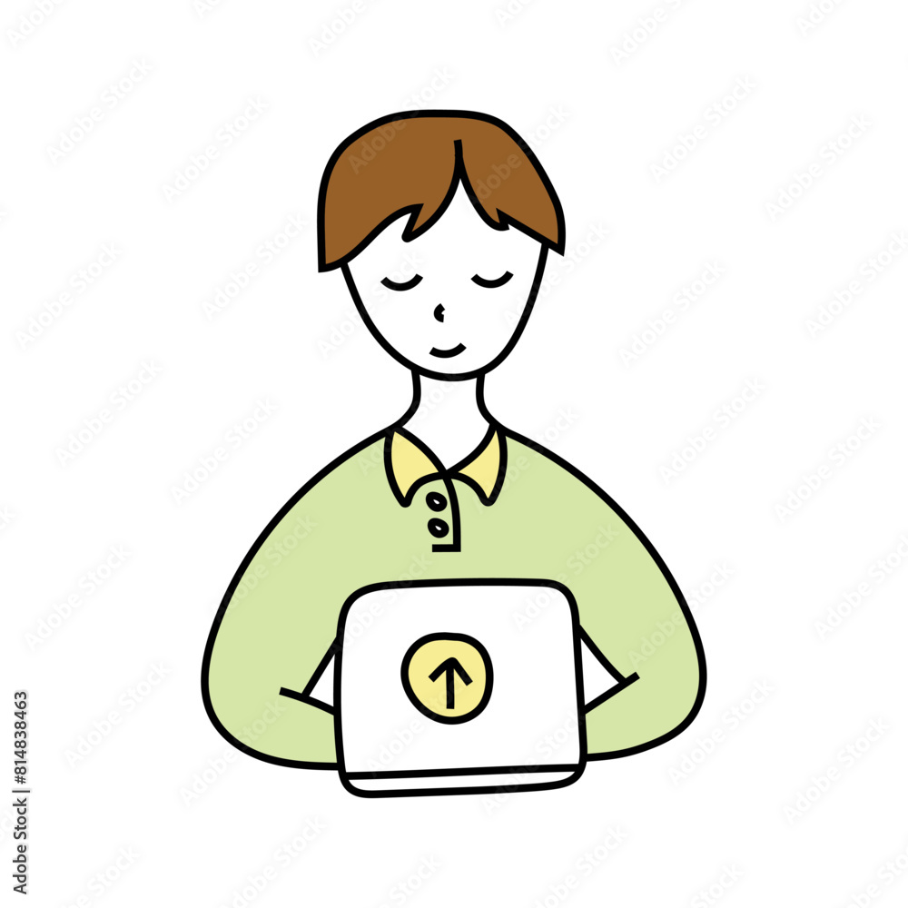 Man with laptop doodle .Vector isolated on white background Man with laptop doodle .Vector isolated on white background