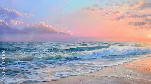 Soothing seascape with pastel sunset hues