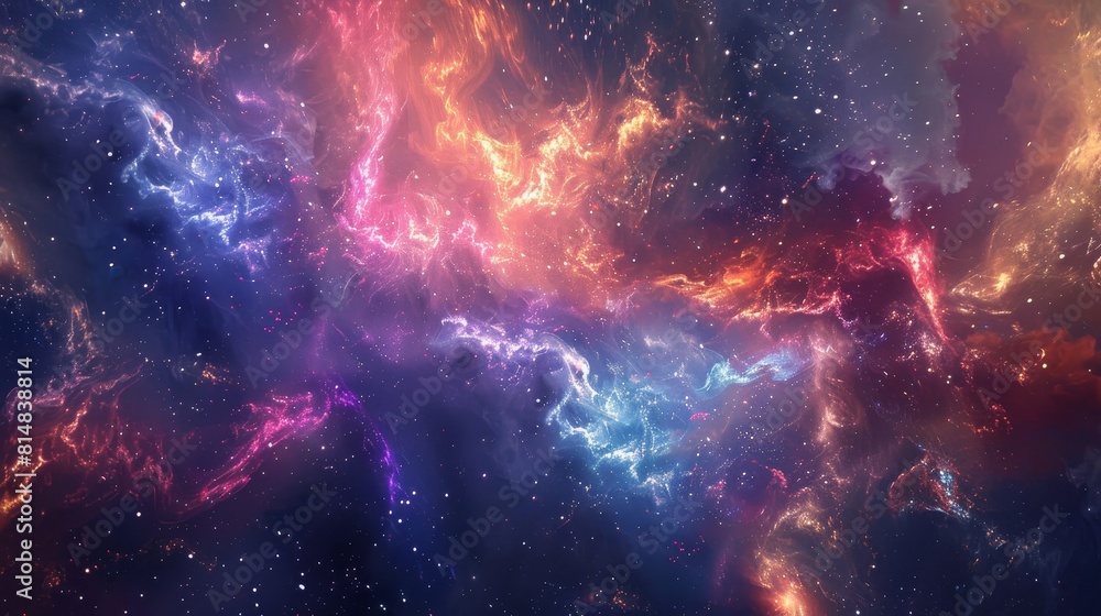 Fototapeta premium Vibrant nebulae in a shimmering galaxy