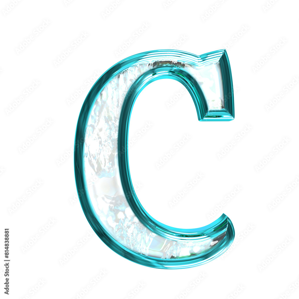 Ice symbol in a turquoise frame. letter c Ice symbol in a turquoise frame. letter c