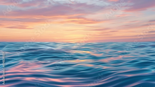 Tranquil seascape with rippling waves reflecting gradient sky exuding peace