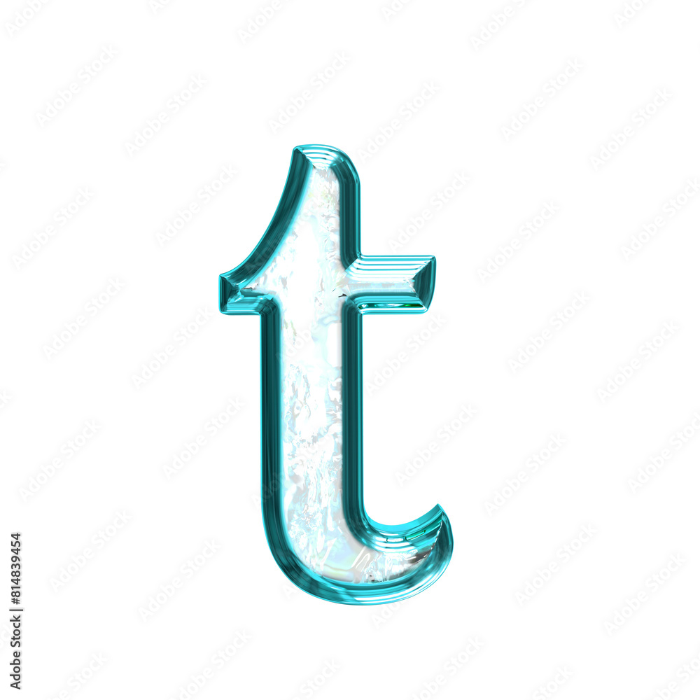 Ice symbol in a turquoise frame. letter t Ice symbol in a turquoise frame. letter t