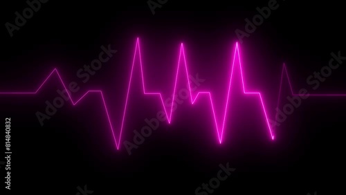 Abstract neon heartbeat signal icon animation background . photo