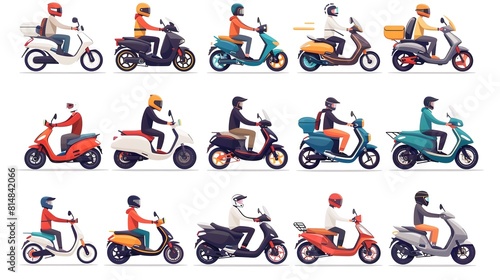 Diverse Scooters and Mopeds Navigating Urban Environments for Commuting Delivery and Everyday Adventure photo