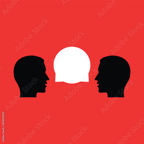 complicated conversation between two people. concept of hard communication with person and angry insult or difficult debate. flat cartoon style trend