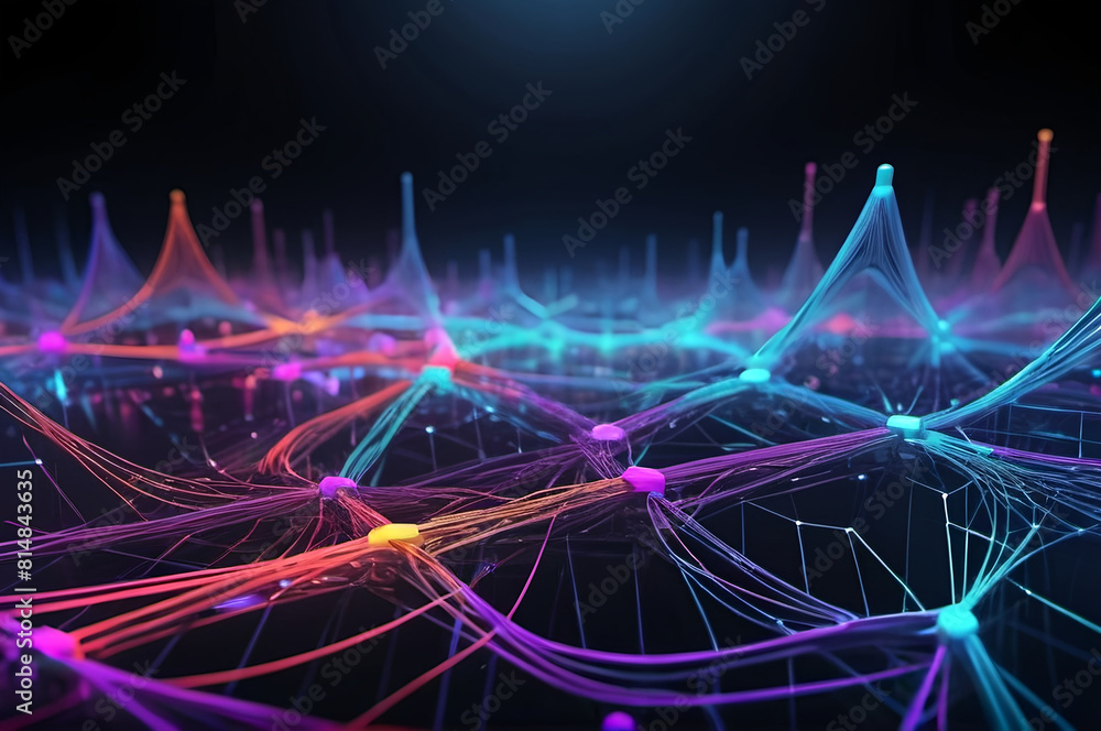 3D illustration of interconnected network lines 3D illustration of interconnected network lines