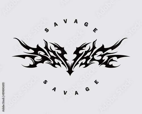 Savage logo symbol clip art tribal illustration vector apparel t shirt design clothing sticker print art ink tattoo editable