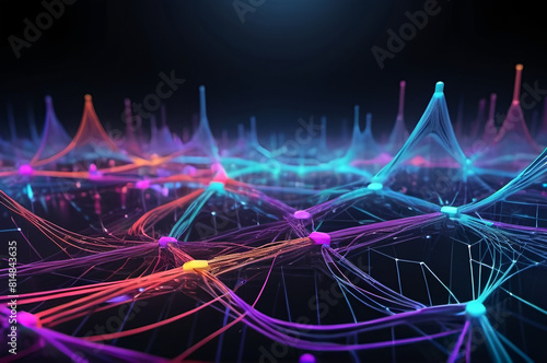 3D illustration of interconnected network lines