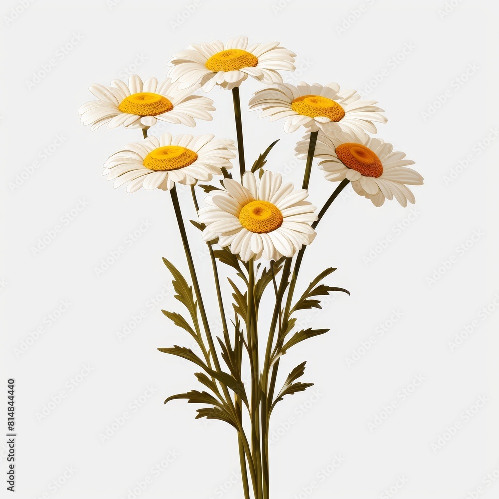 Row of white chamomile daisies isolated on transparent background for high-quality design Row of white chamomile daisies isolated on transparent background for high-quality design