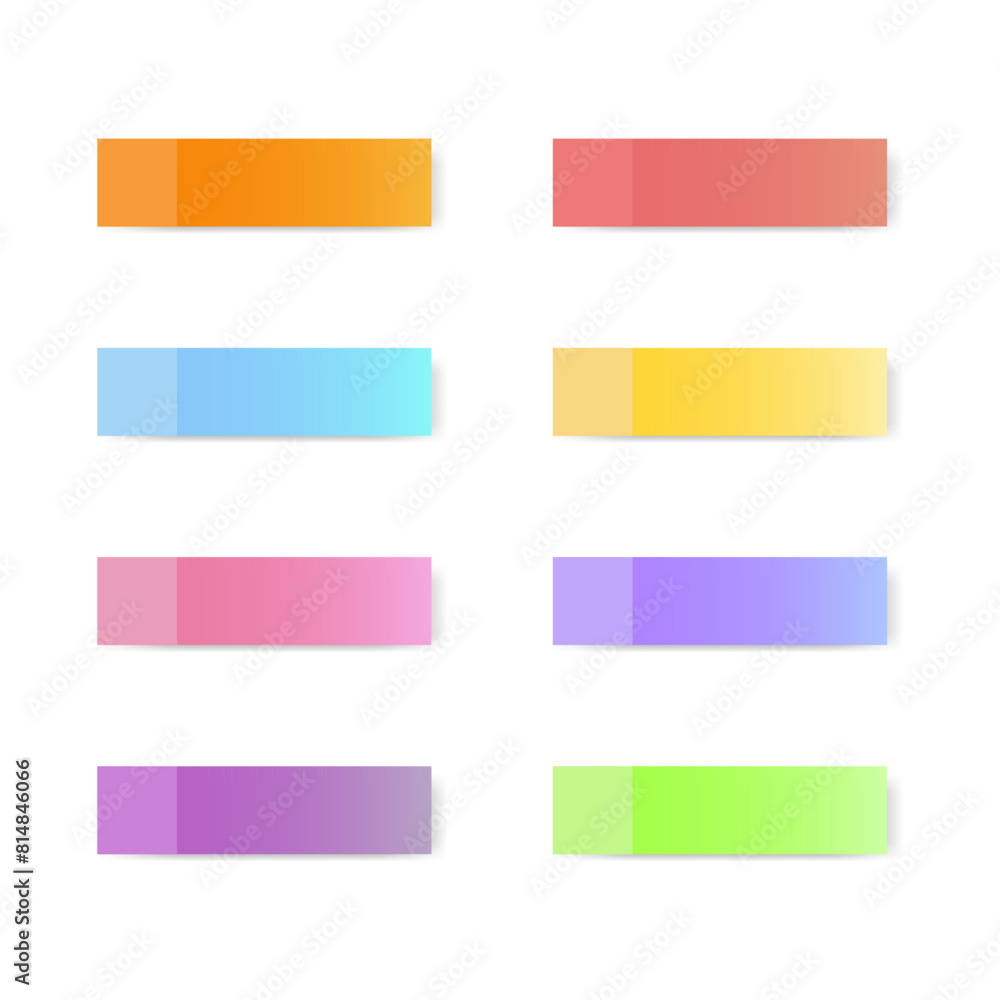 Different color paper stickers vector collection. Sticky colored notes. Post note paper. Place any text on it